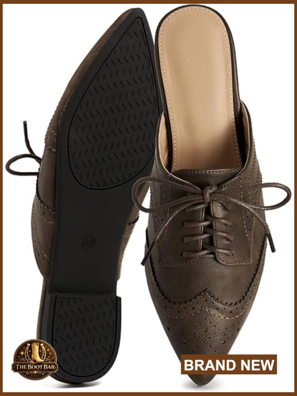 Pointed Toe Mules with Adjustable Lace-Up Closure for Business Office Wear